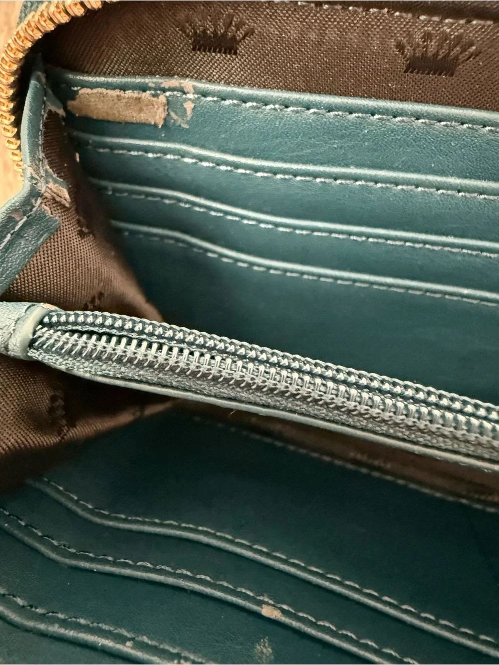 Juicy Couture Teal Suede Crystal Logo Zip Wallet